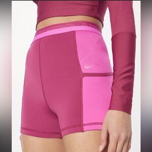 Nike Pro Dri-FIT Compression Bike Shorts Pink/Burgundy Women’s Size Small